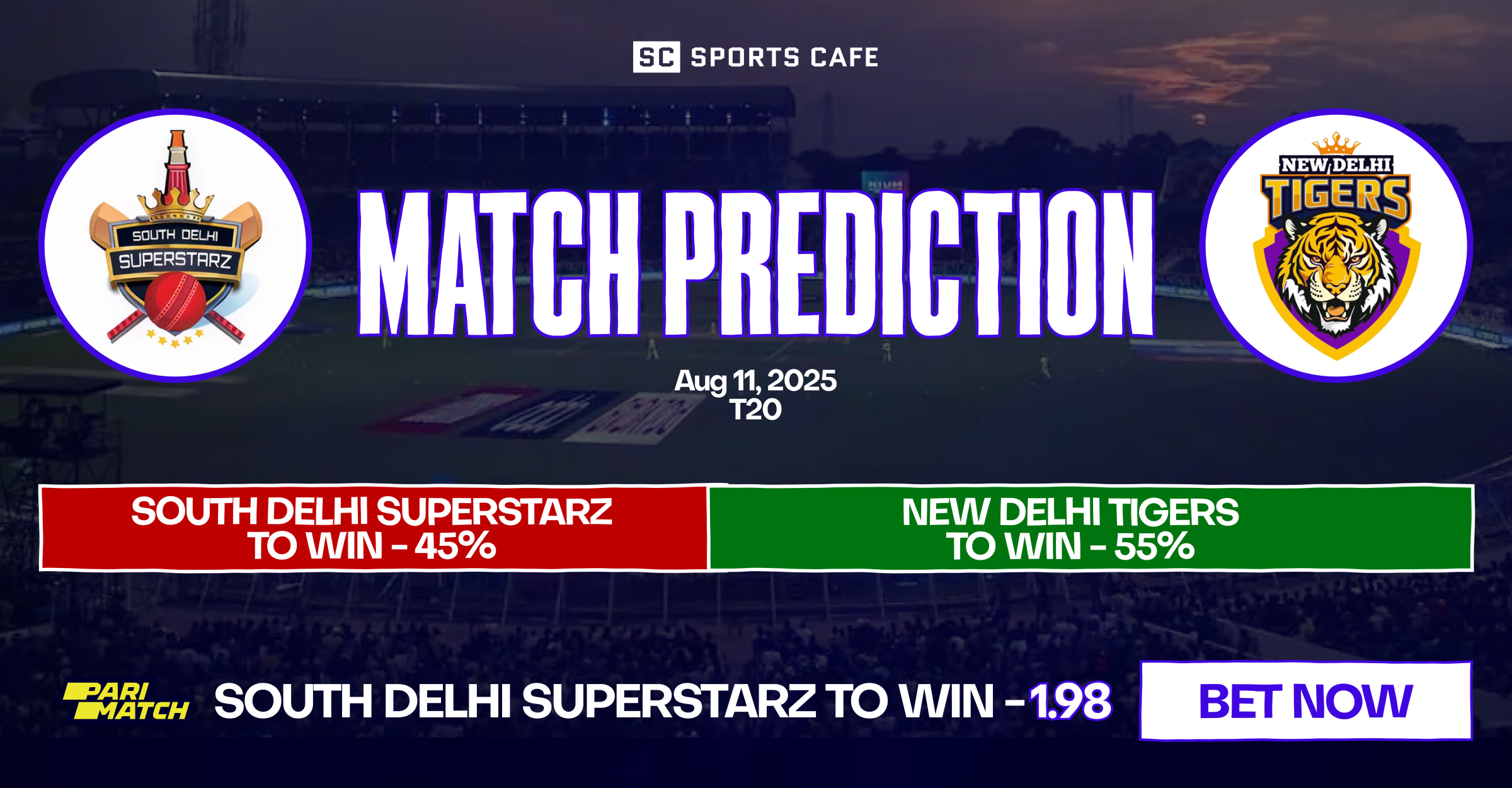 South Delhi Superstarz vs New Delhi Tigers match prediction.